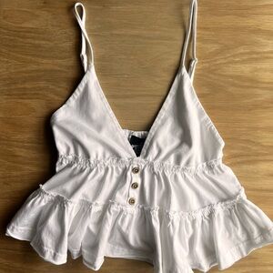Angie White Ruffle Crop Top Y2K Small